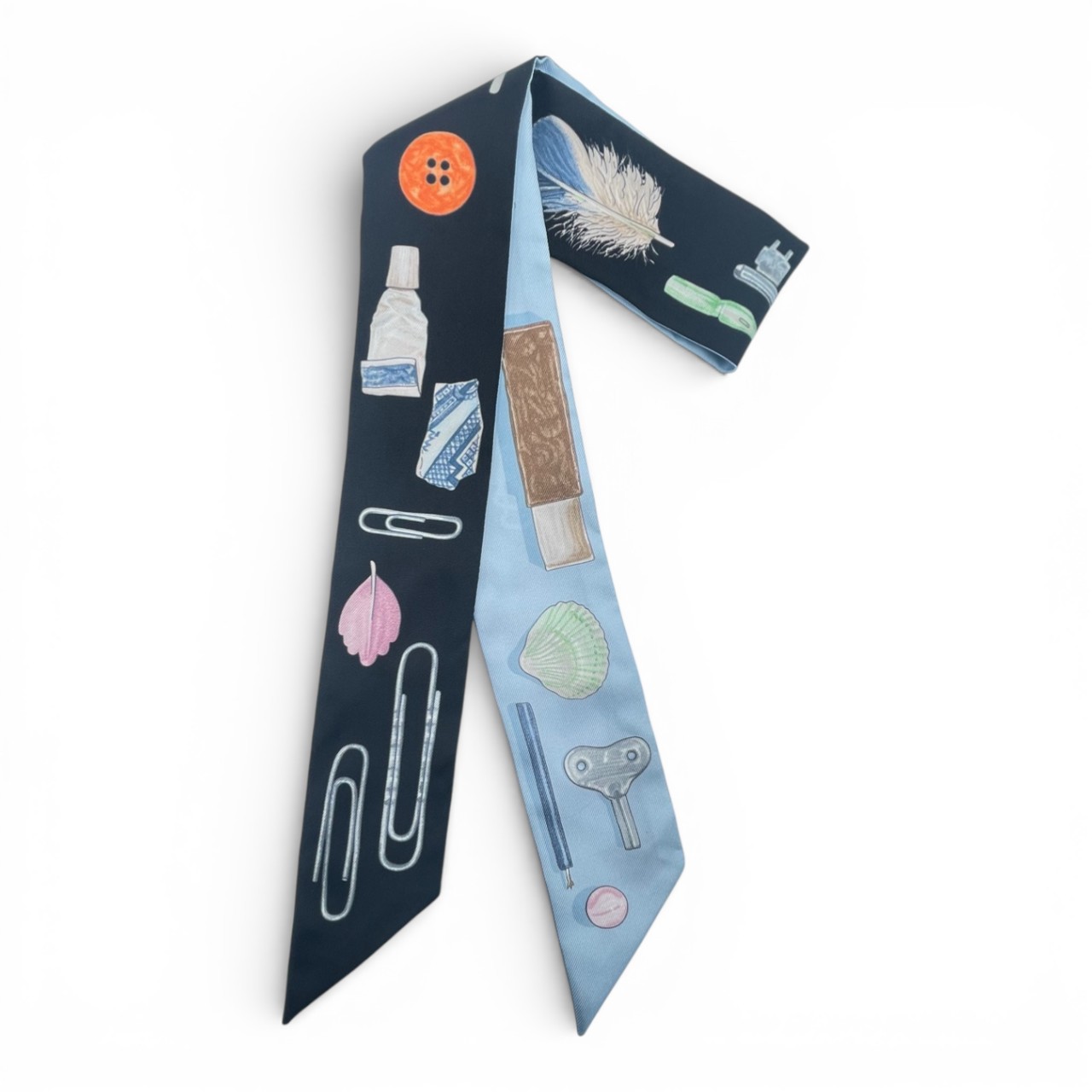 エルメス ツイリー イン・ザ・ポケット ノワール/ピンク/マルチカラー シルク100%