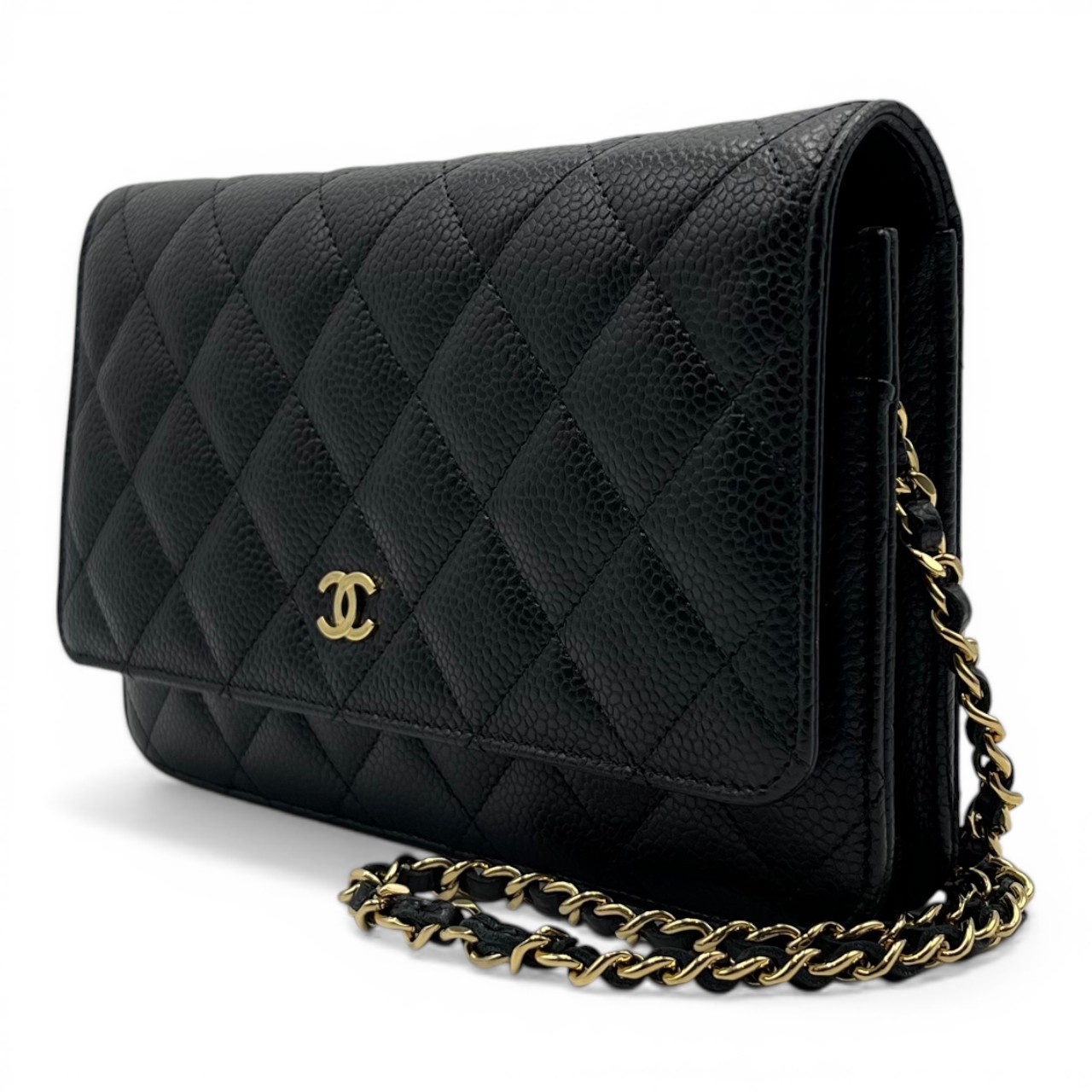 シャネル チェーンウォレット AP0250 ブラック キャビアスキン ゴールド金具