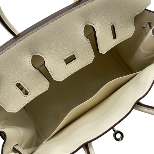 【現金特価】エルメス バーキン 25 ナタ スイフト/トワルアッシュ シルバー金具 W刻印