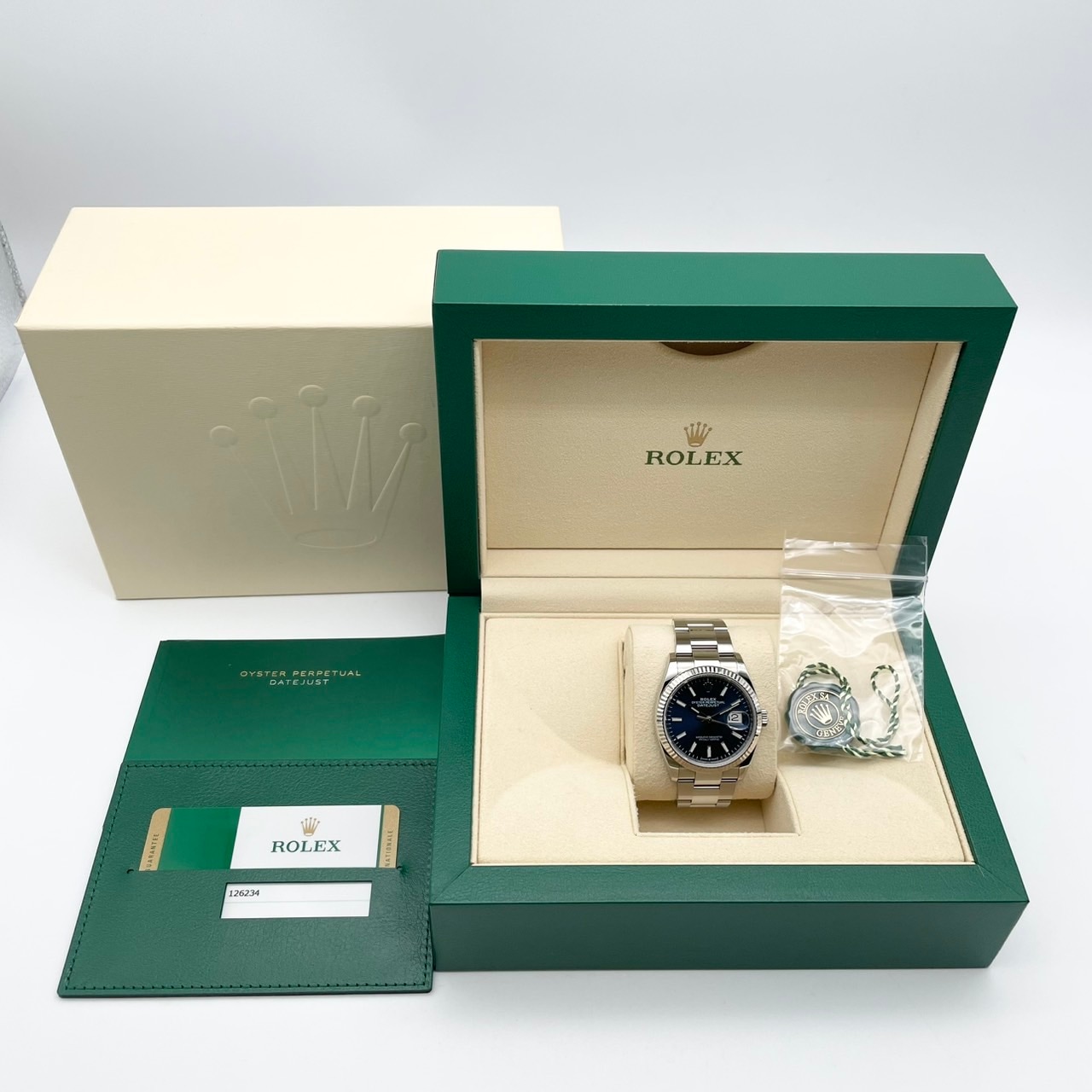 ロレックス デイトジャスト 126234 ブライトブルー オイスターブレス 36mm