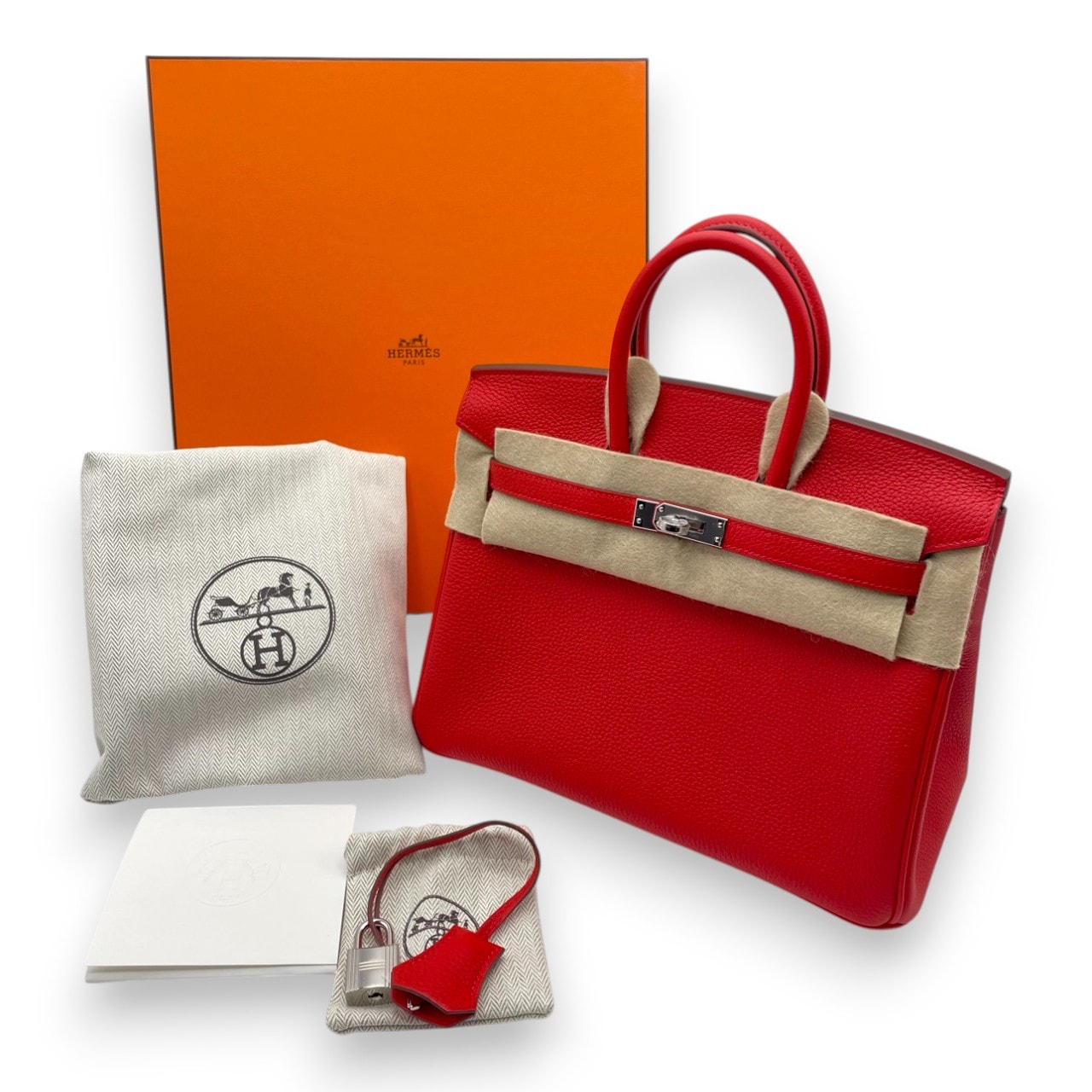 エルメス バーキン 25 ルージュドクール トゴ シルバー金具 K刻印