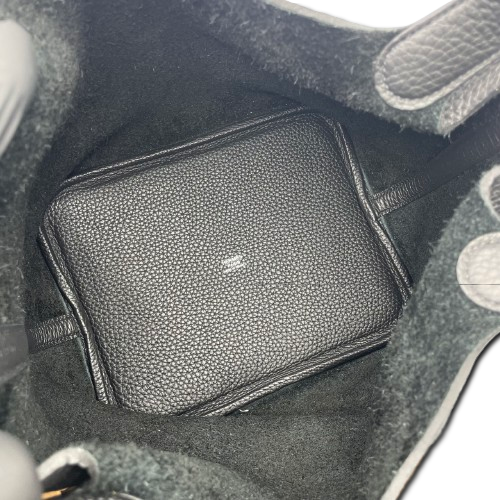 おすすめ　超美品 エルメスピコタンロックMMノワール×シルバー エルメス ピコタンロック MM ノワール トゴ シルバー金具 W刻印