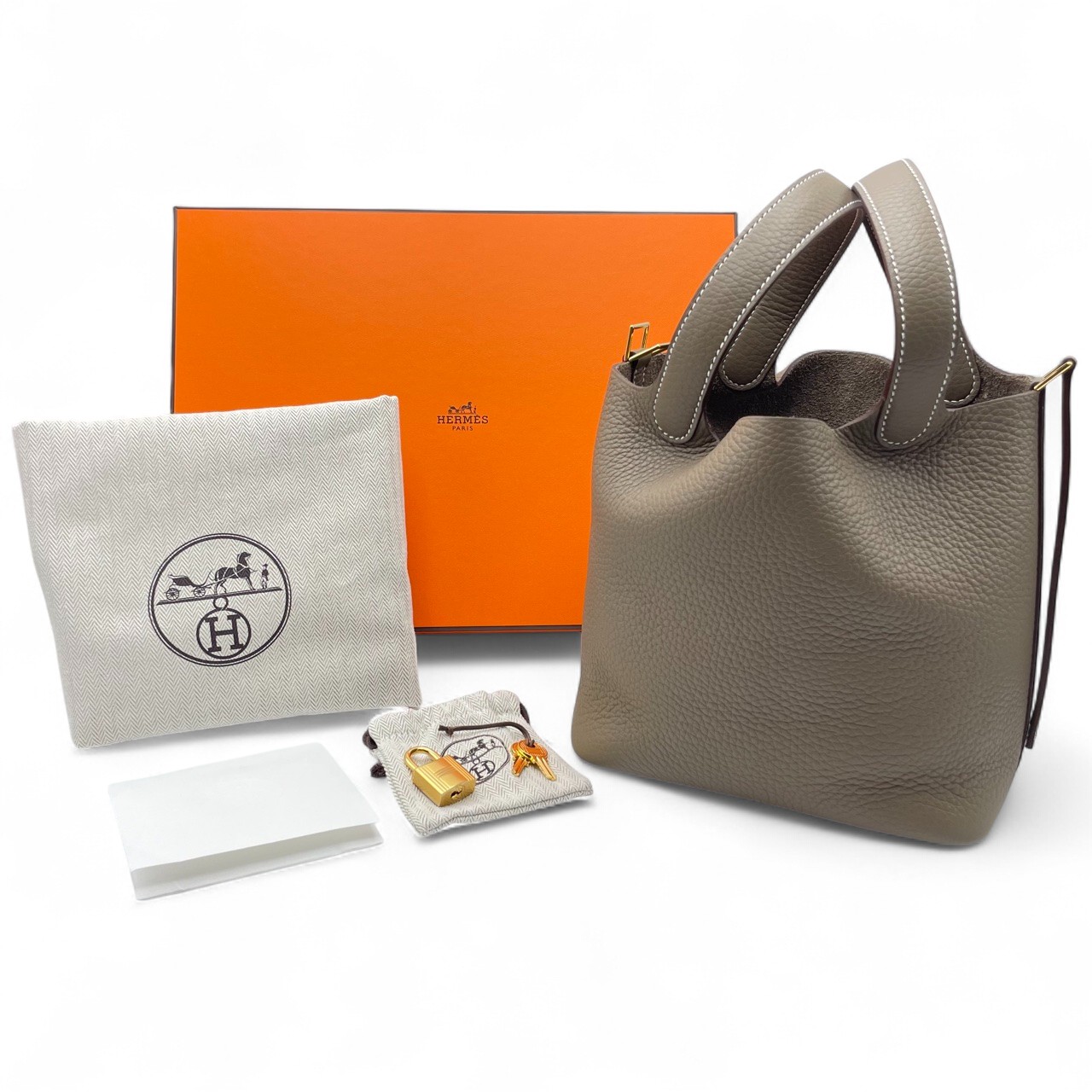 エルメス ピコタンロック PM エトゥープ トリヨンクレマンス ゴールド金具 K刻印