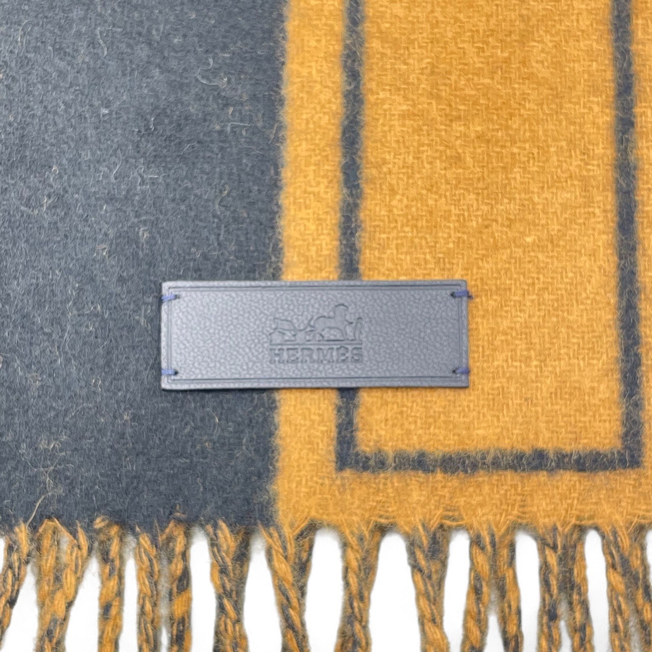 エルメス マフラー クレ・ドゥ・H 30×160 ノワール/アルザン カシミヤ