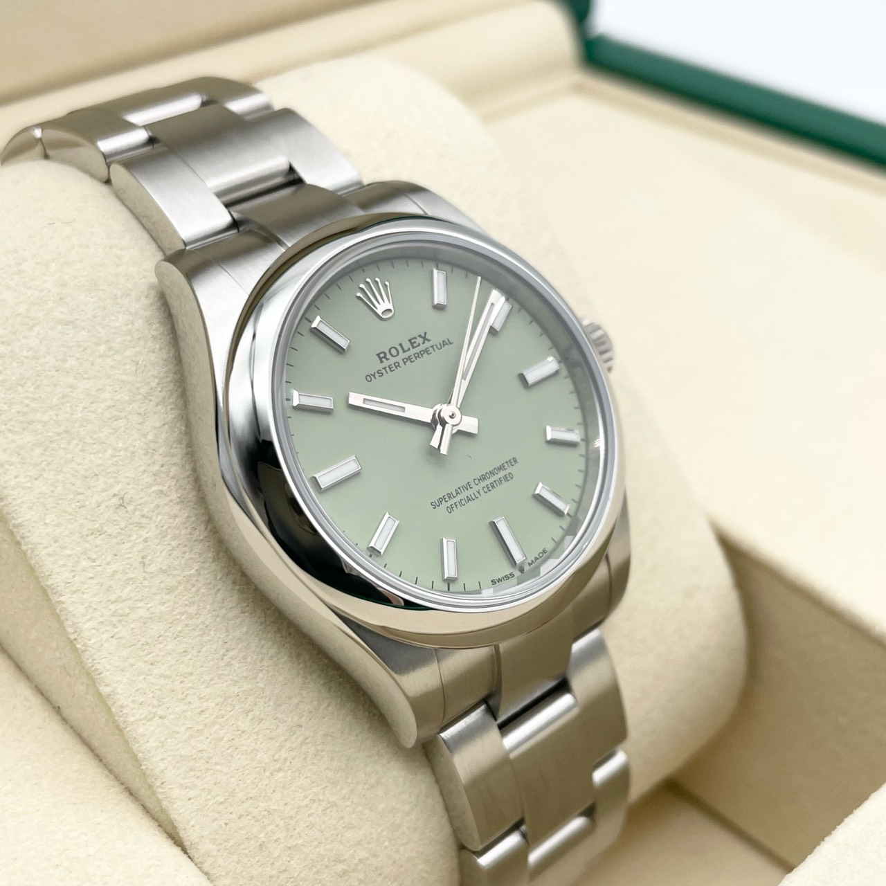 【保証書日付2025年12月】 ロレックス オイスターパーペチュアル 277200 ピスタチオグリーン ステンレスチール 31mm