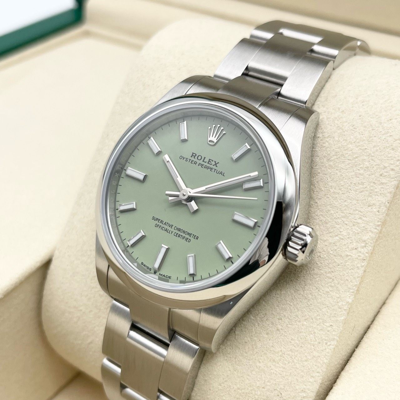 【保証書日付2025年12月】 ロレックス オイスターパーペチュアル 277200 ピスタチオグリーン ステンレスチール 31mm