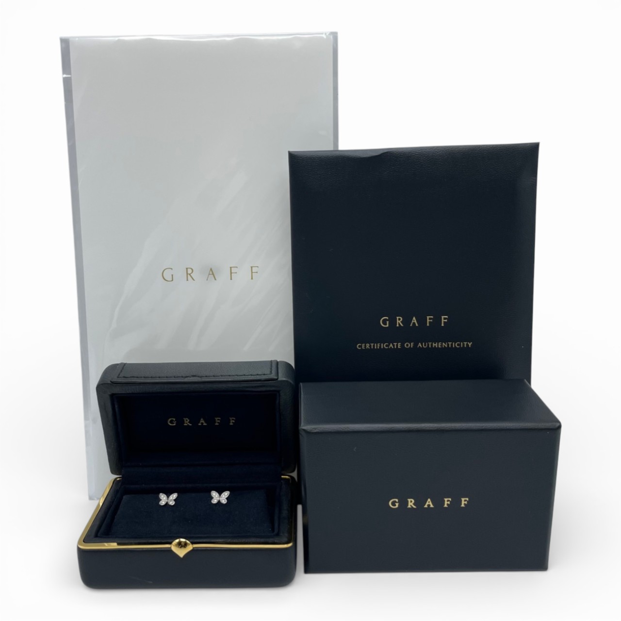 グラフ パヴェ バタフライ ダイヤモンド プティ スタッド ピアス RGE1563 シルバー ホワイトゴールド 