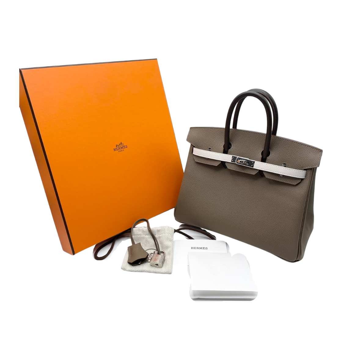 【専用】新品 B刻HERMESエルメス バーキン25 グリーエタンエプソン HERMES エルメス ハンドバッグ バーキン25 セリエ 外縫い 黒 (ブラック