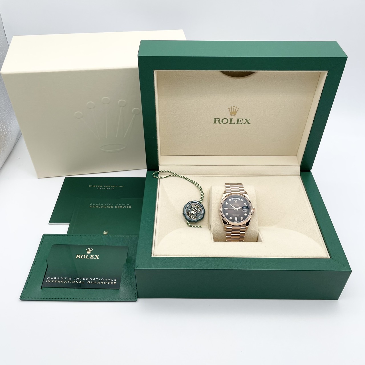 ロレックス デイデイト 128235 ブラウンオンブレ エバーローズゴールド 36mm