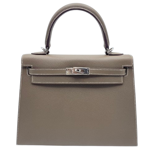 エルメス ケリー 25 エトゥープ エプソン シルバー金具 U刻印