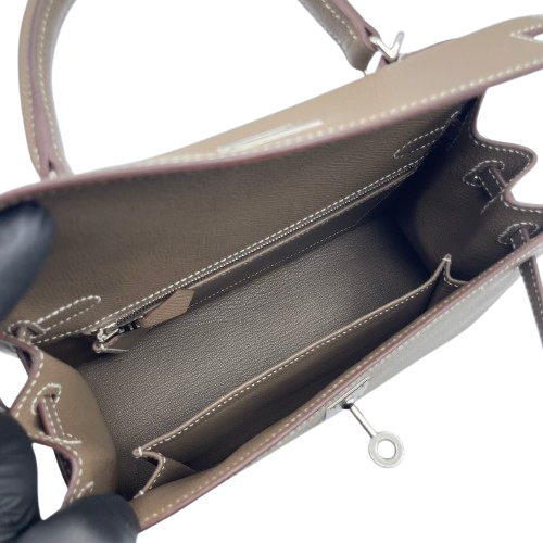 エルメス ケリー 25 エトゥープ エプソン シルバー金具 U刻印