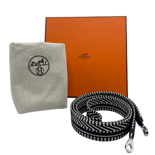 エルメス HERMES バンドリエール エルメス バンドリエール 105cm ホワイト/ブラック シルバー金具