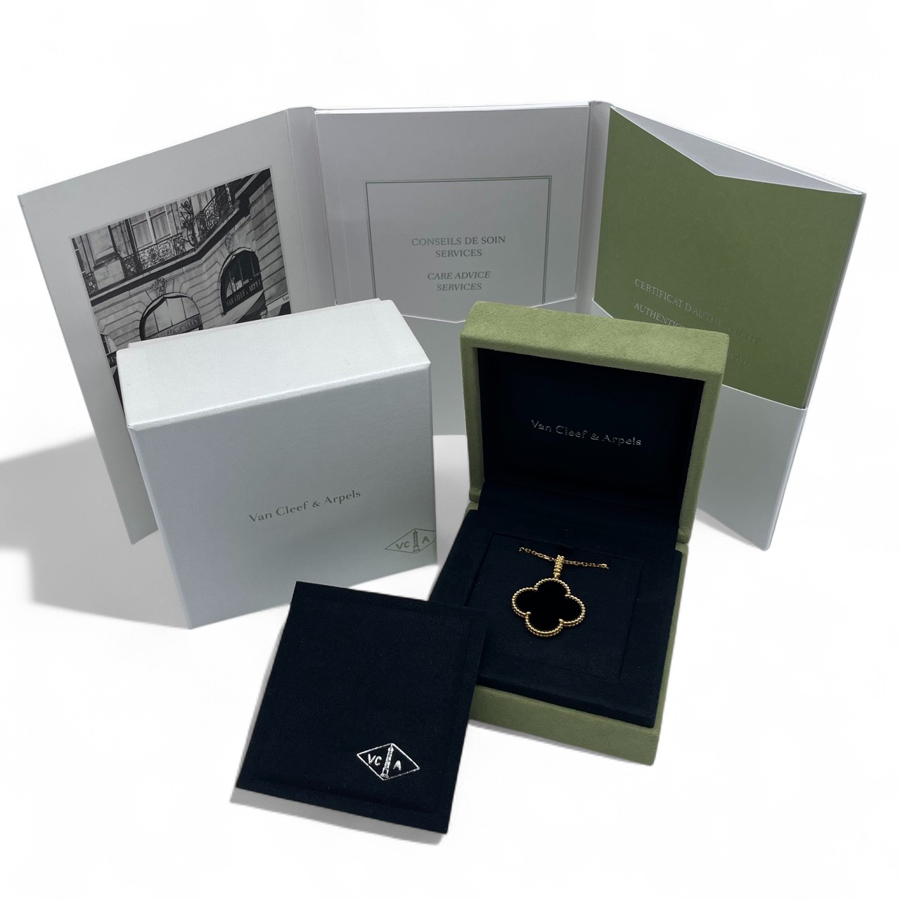 ヴァンクリーフ＆アーペル マジックアルハンブラ ネックレス VCAR049M00 オニキス イエローゴールド