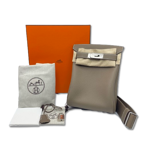 エルメス ケリーアッカド PM エトゥープ トゴ シルバー金具 K刻印