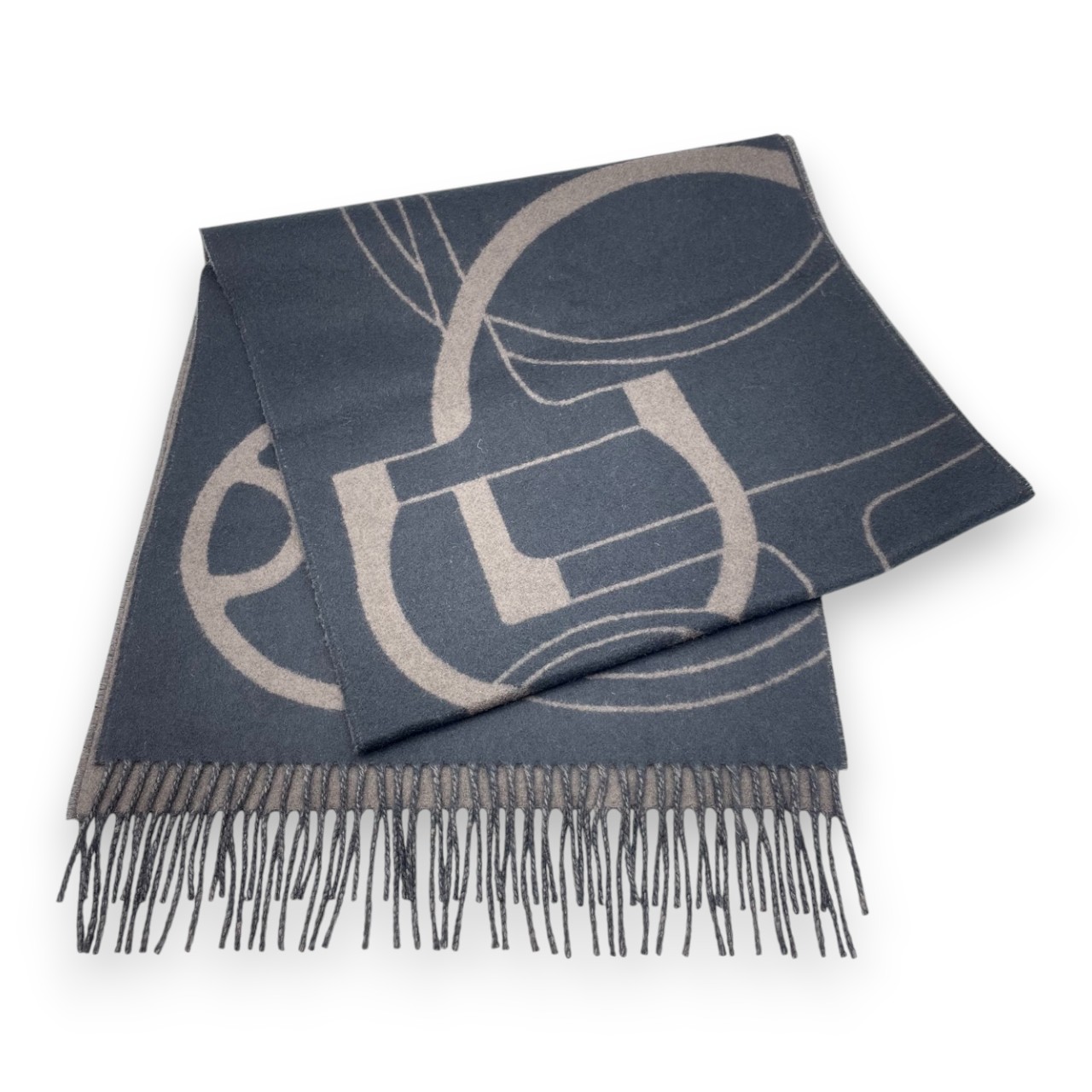 エルメス マフラー メタル・エケストル 40×170 黒 / カフェ カシミヤ