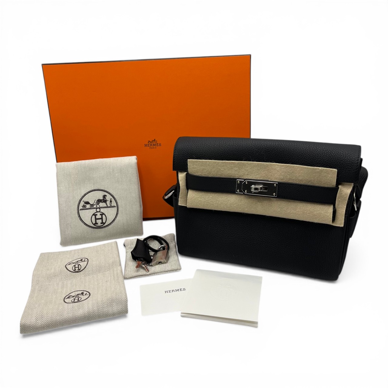 エルメス ケリーメッセンジャー PM ノワール トゴ シルバー金具 K刻印