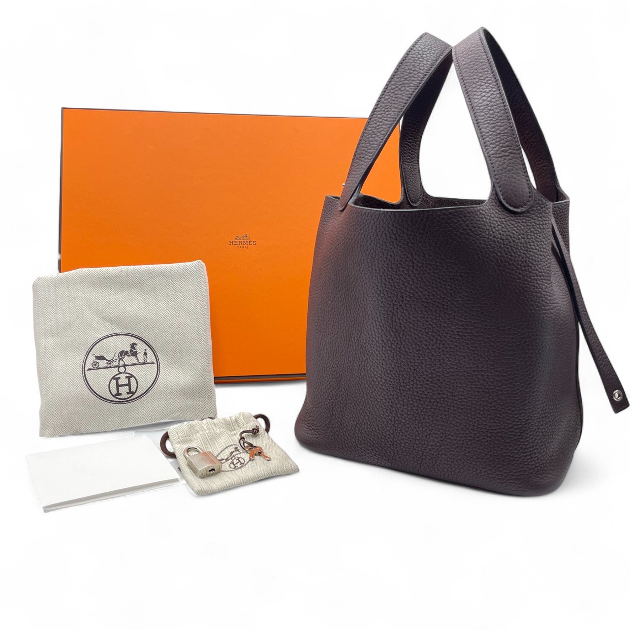 エルメス ピコタンロック MM ルージュセリエ トゴ シルバー金具 U刻印