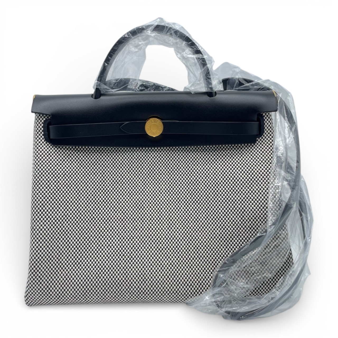 エルメス エールバッグジップ 31 PM ノワール トワルアッシュ ゴールド金具 K刻印