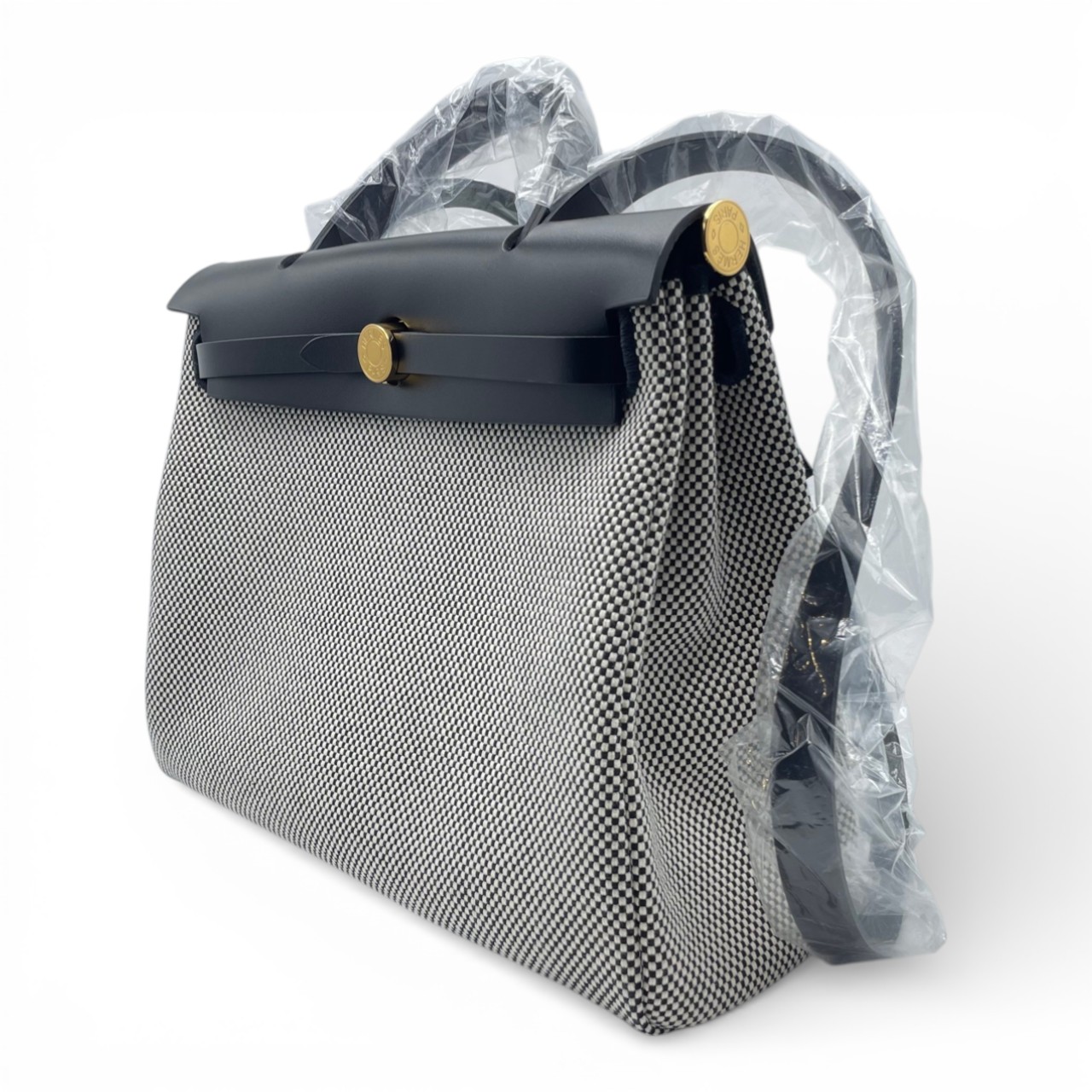 エルメス エールバッグジップ 31 PM ノワール トワルアッシュ ゴールド金具 K刻印