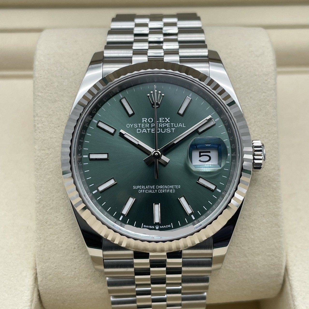 ロレックス デイトジャスト 126234 ミントグリーン ジュビリーブレス 36mm