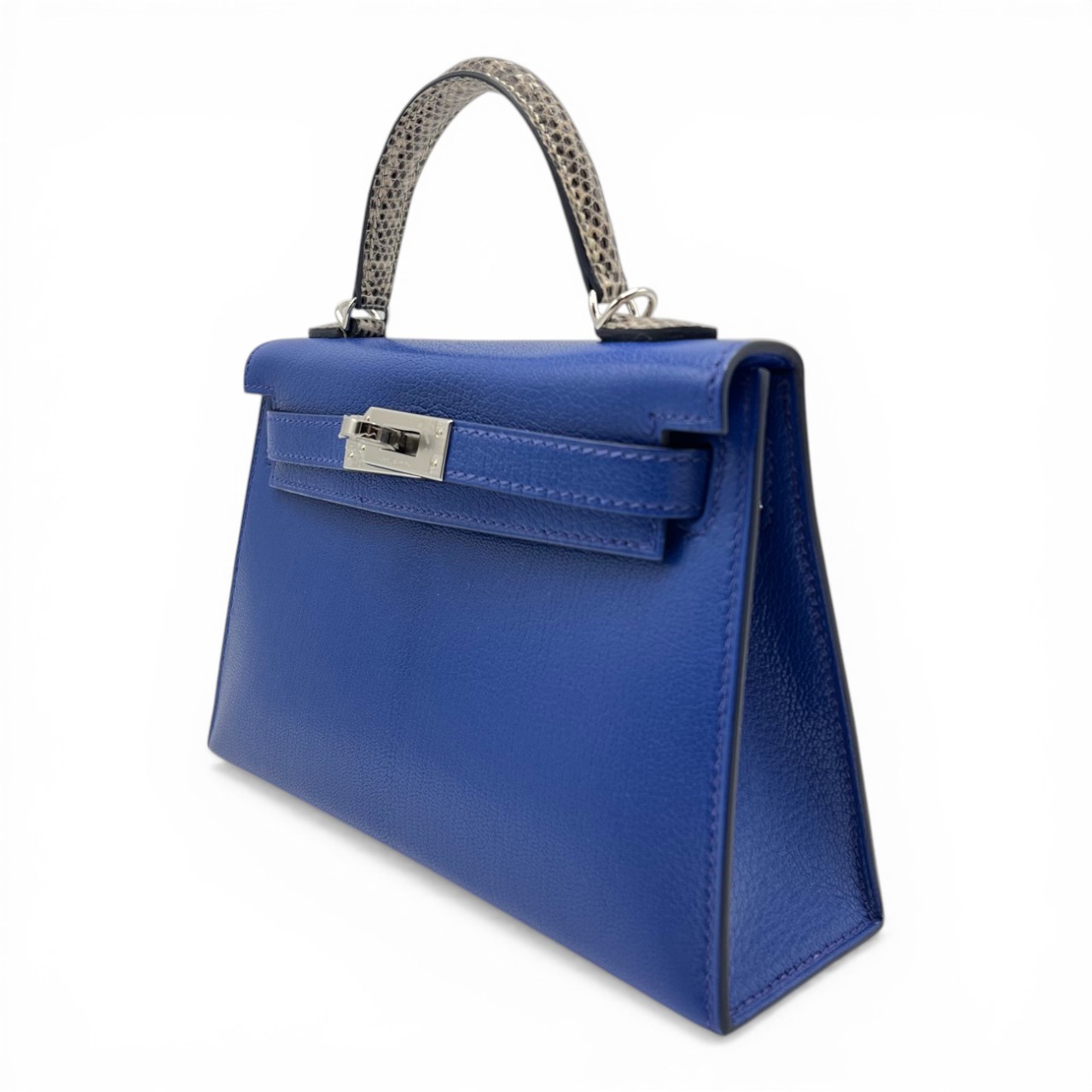 エルメス ミニケリー ブルーロワイヤル/オンブレ シェーブルシャムキラー/リザード シルバー金具 K刻印