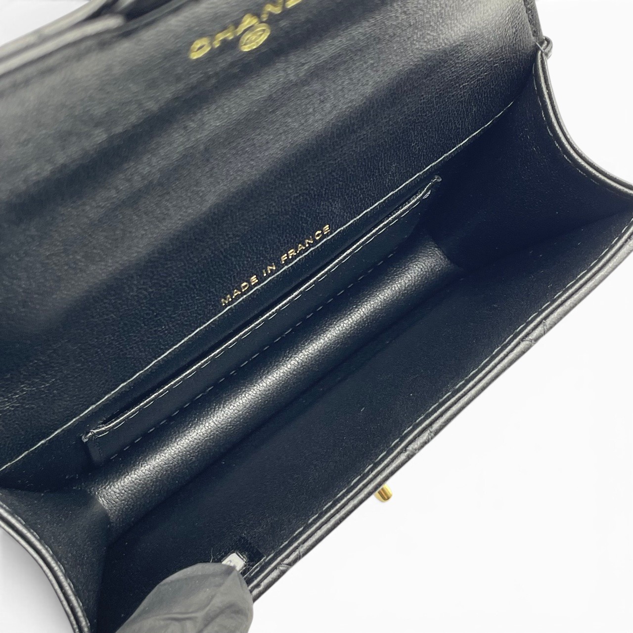 シャネル チェーンウォレット W14.6 ブラック ラムスキン ゴールド金具