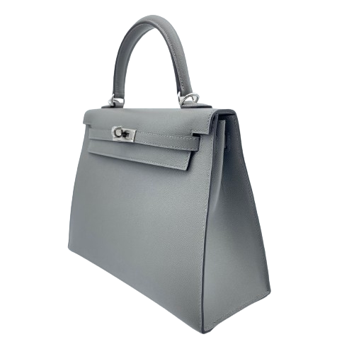 エルメス ケリー 25 グリメイヤー マダムカーフスキン シルバー金具 W刻印 外縫い