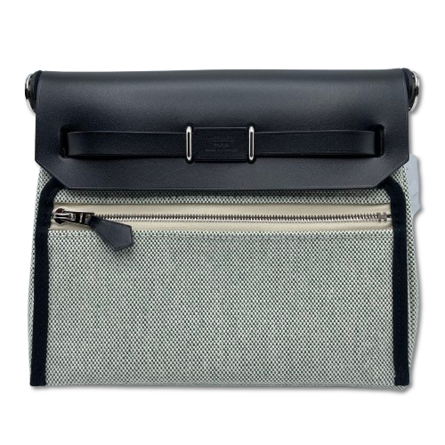 極美品　エールバックジップ　エルメス　ノワール エルメス エールバッグジップ 20 ノワール×インディゴ ブラック 黒