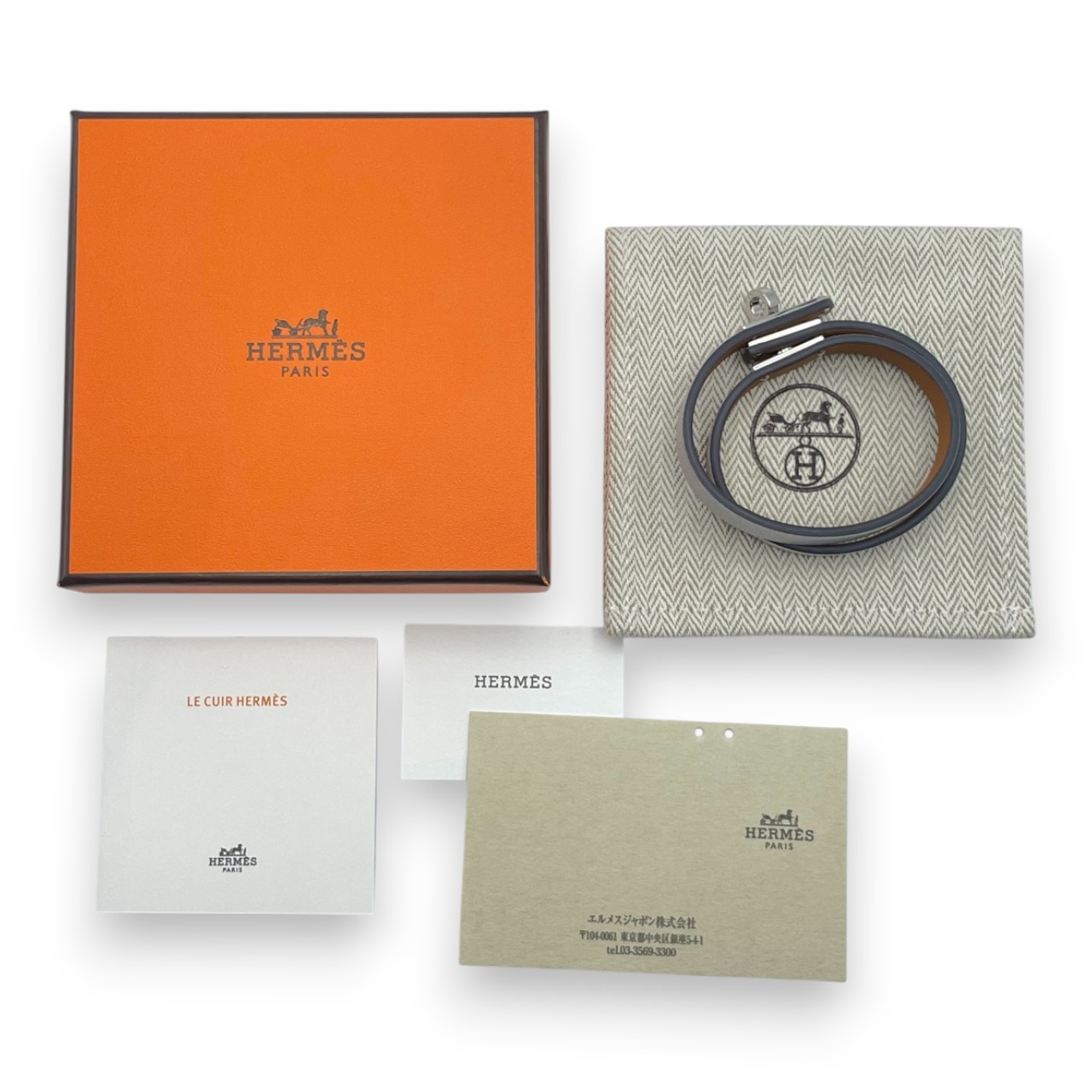 エルメス レザーブレスレット 《ミニ・ケリー》 ドゥブルトゥール T2