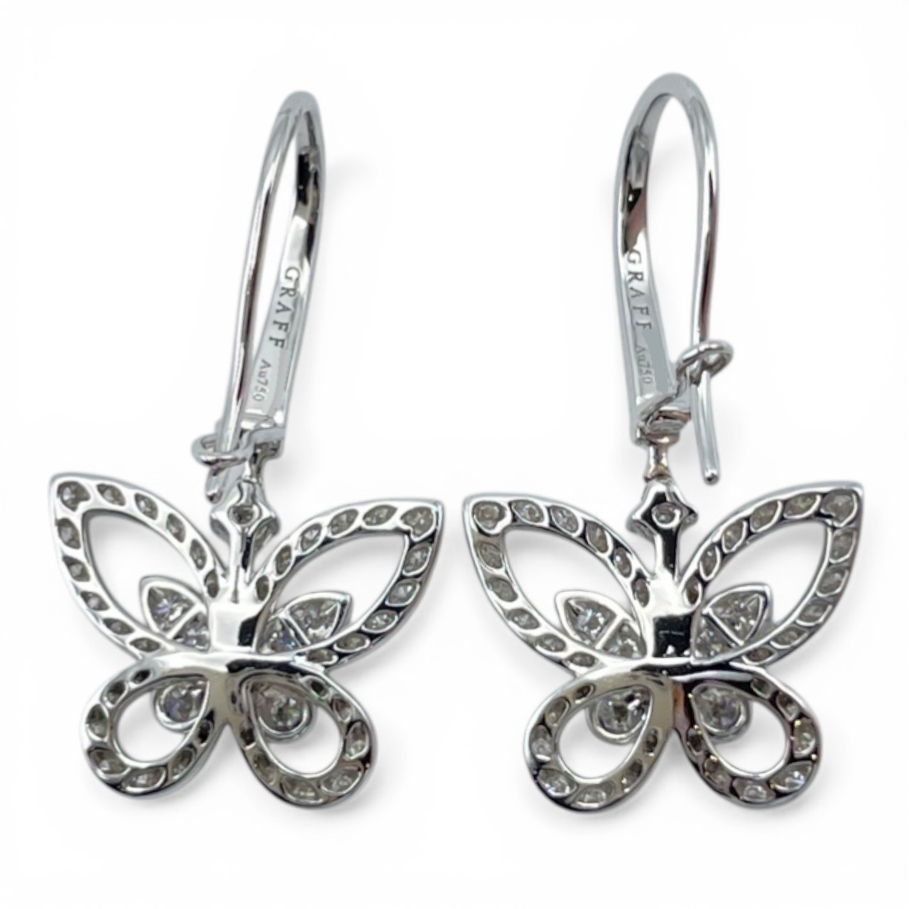 グラフ バタフライ シルエット ダイヤモンド ドロップ ピアス RGE1617 18K ホワイトゴールド 