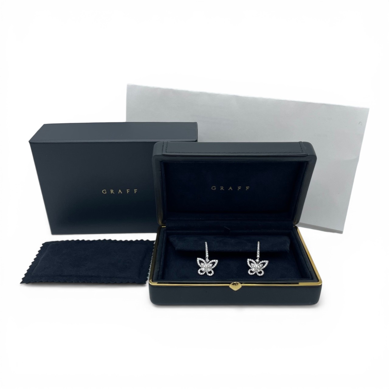 グラフ バタフライ シルエット ダイヤモンド ドロップ ピアス RGE1617 18K ホワイトゴールド 