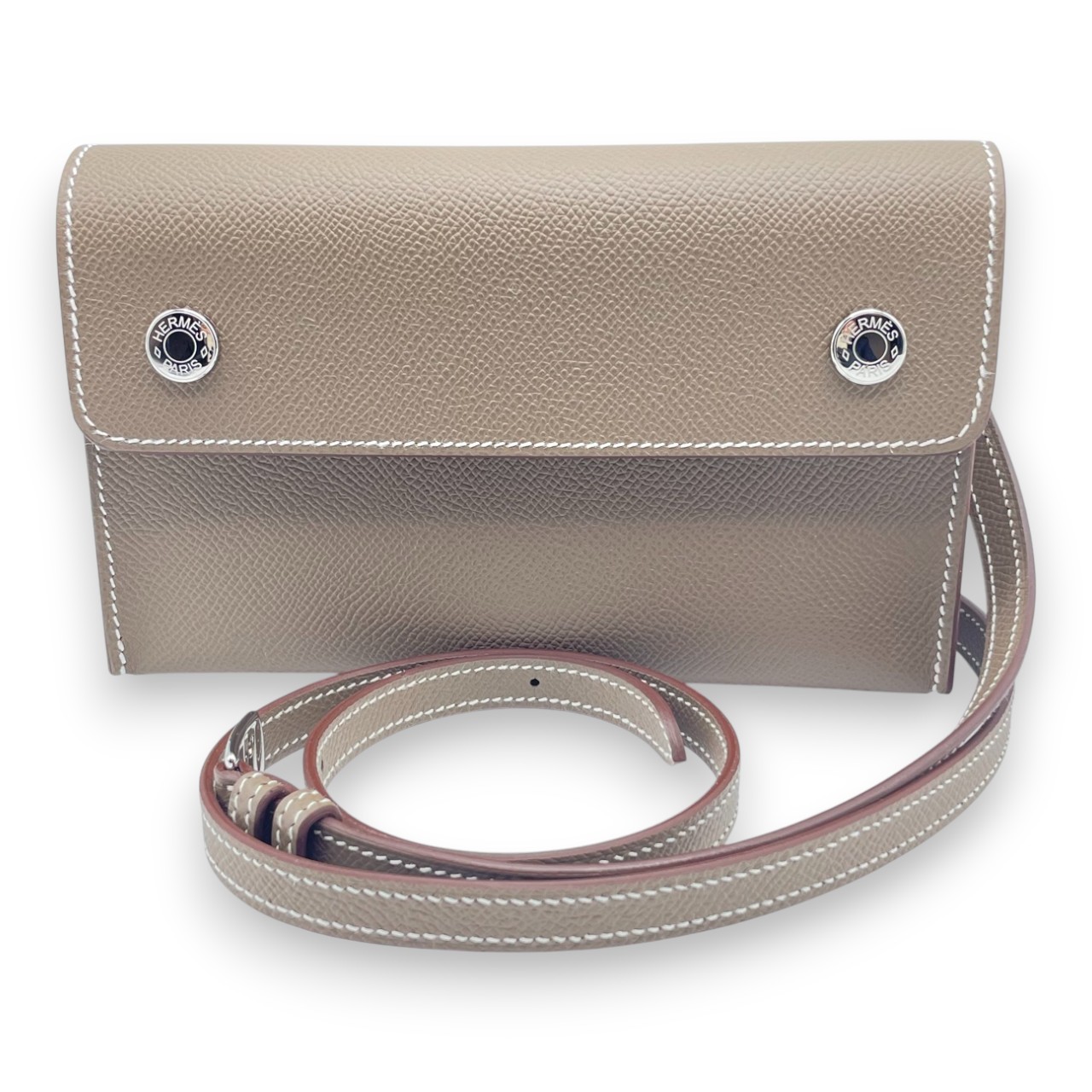 エルメス ナップトゥーゴー 18 エトゥープ エプソン シルバー金具 K