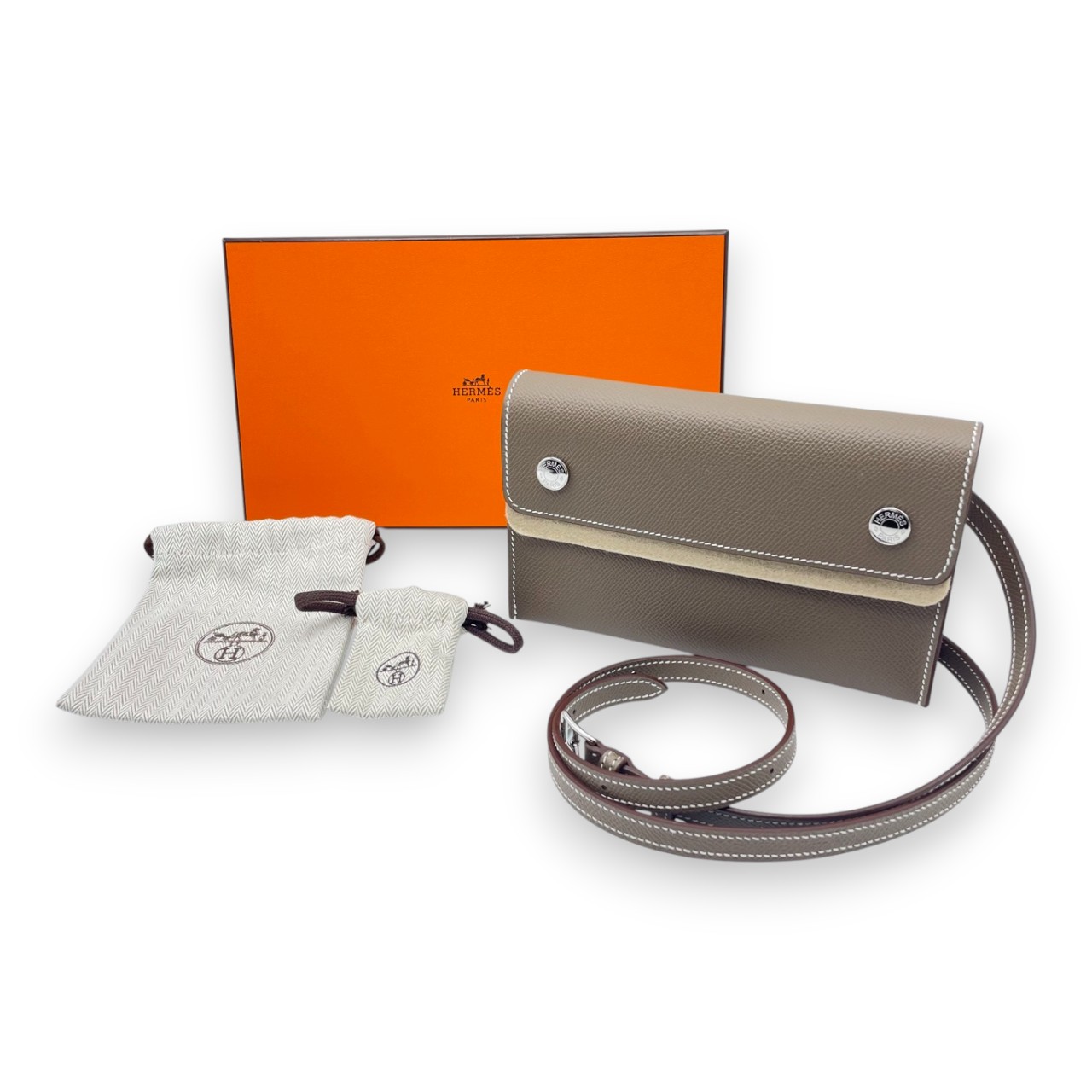 エルメス ナップトゥーゴー 18 エトゥープ エプソン シルバー金具 K