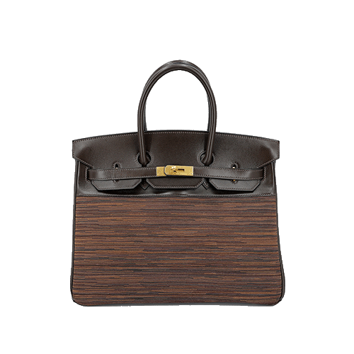 エルメス バーキン35 エベンヌ,オレンジ ボックスカーフ,ヴィブラート ゴールド金具 中古美品