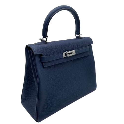 エルメス ケリー 25 ブルードプリュス トゴ シルバー金具 B刻印