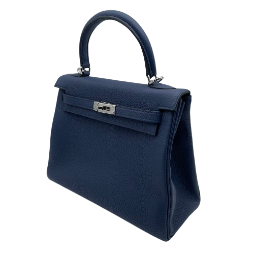 エルメス ケリー 25 ブルードプリュス トゴ シルバー金具 B刻印