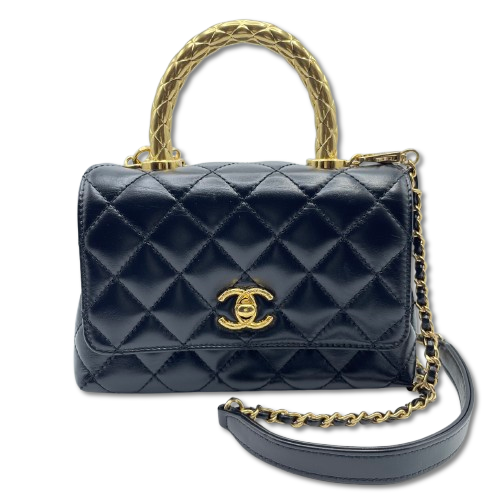 シャネル トップハンドル AS2215 W18 ブラック カーフスキン ゴールド金具