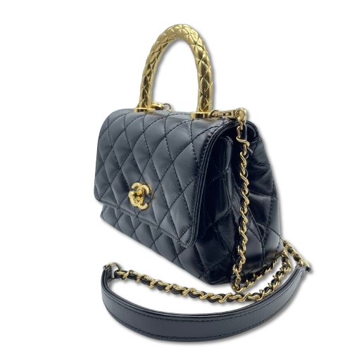 シャネル トップハンドル AS2215 W18 ブラック カーフスキン ゴールド金具