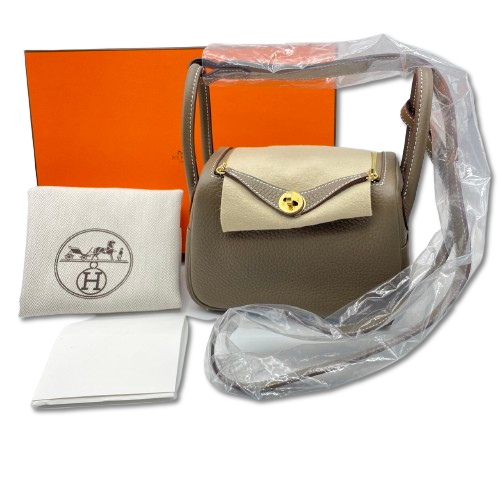 【現金特価】エルメス リンディミニ 20 エトゥープ トリヨンクレマンス ゴールド金具 W刻印