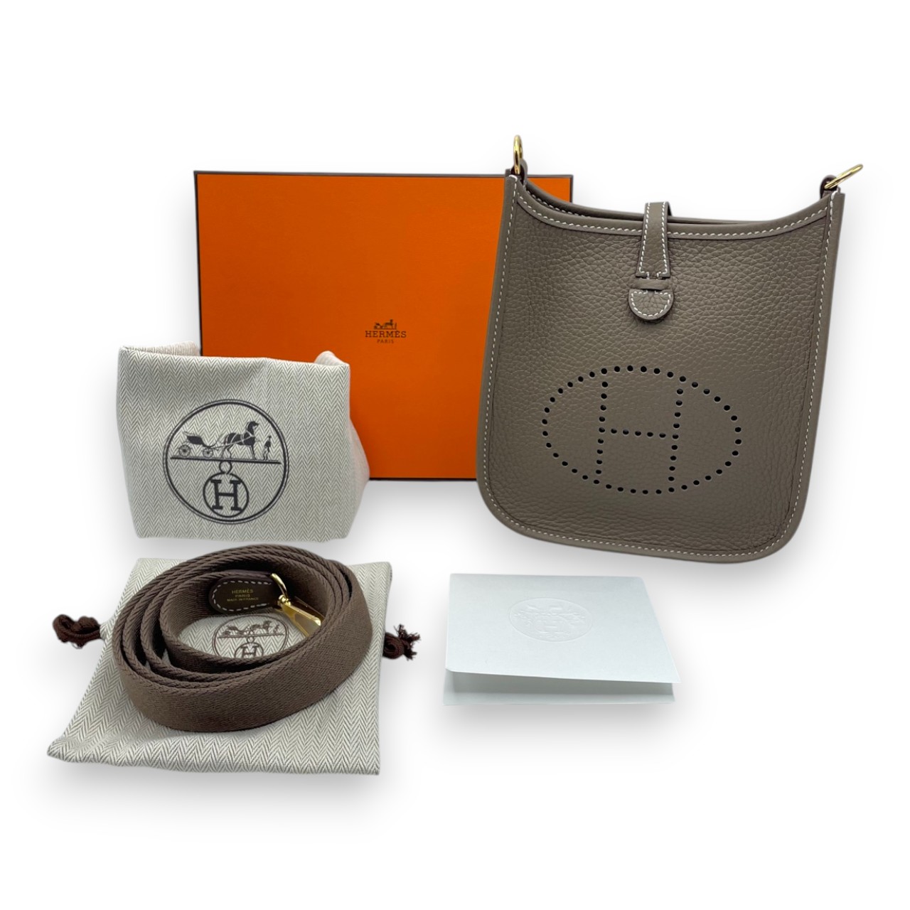 エルメス ミニエヴリン アマゾーヌ TPM エトゥープ トリヨンクレマンス ゴールド金具 W刻印