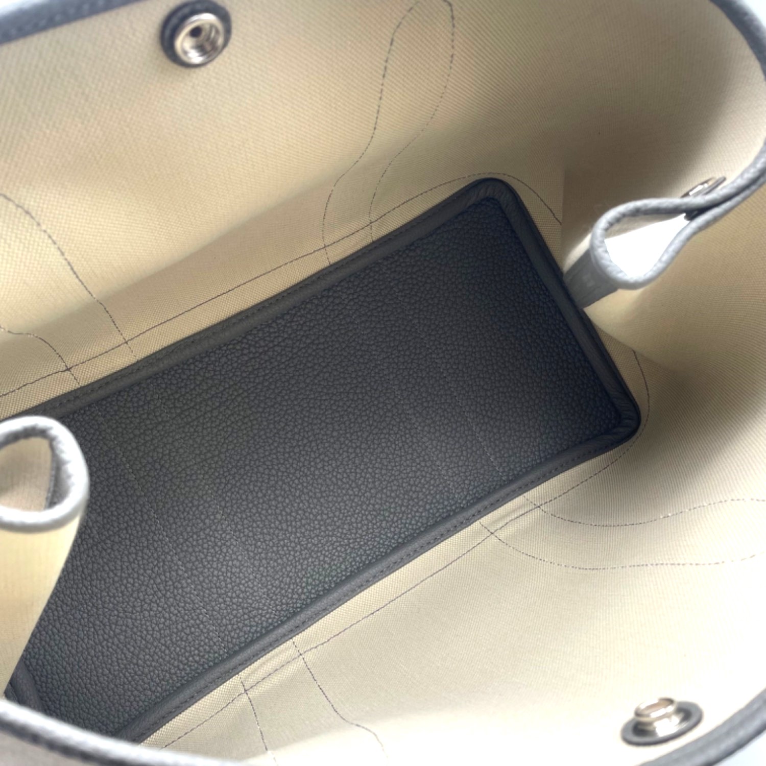 エルメス ガーデンパーティー グリメイヤー PM トワル/レザー シルバー金具 U刻印