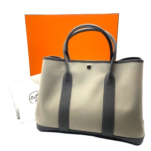 エルメス ガーデンパーティー グリメイヤー PM トワル/レザー シルバー金具 U刻印