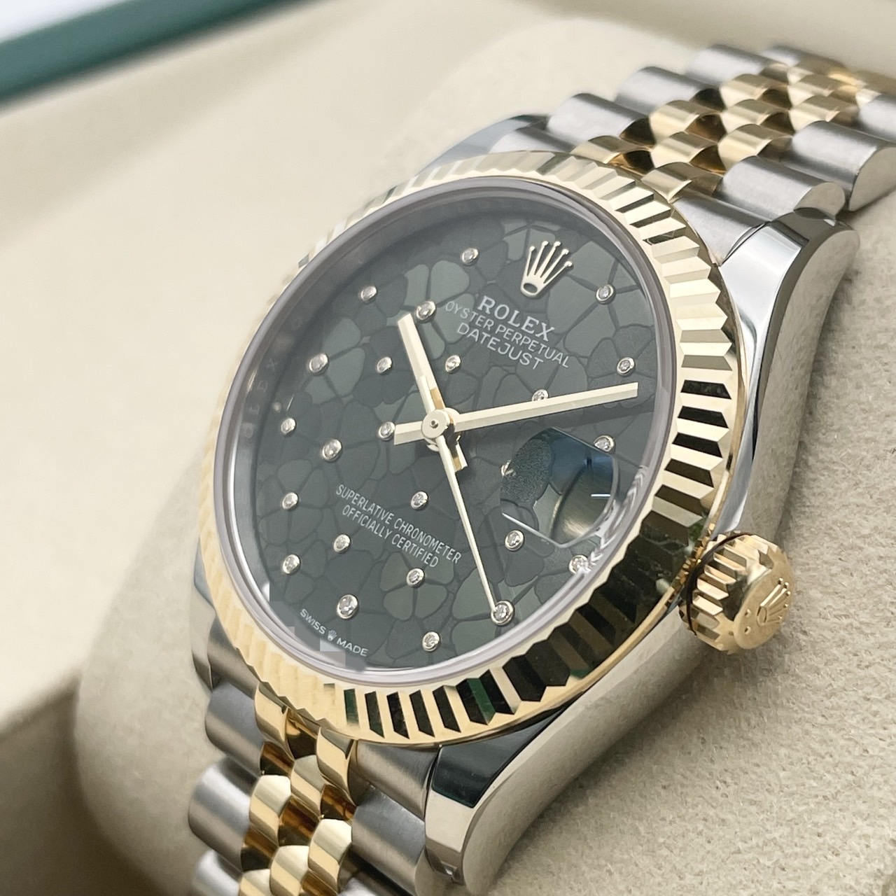【2025年7月ギャラ！】ロレックス デイトジャスト 278273 オリーブグリーンフローラルモチーフ 31mm