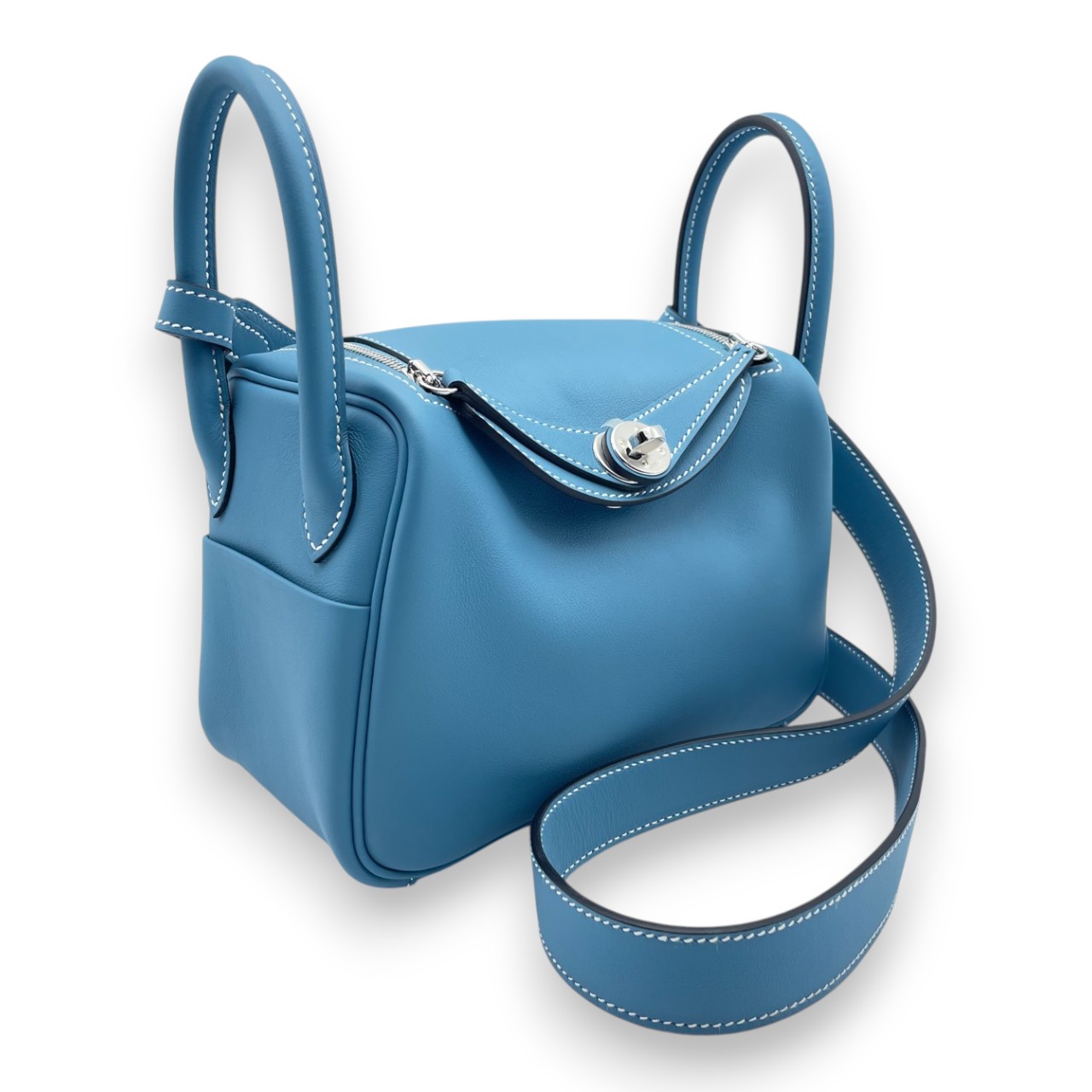 エルメス リンディミニ 20 ブルージーン スイフト シルバー金具 K刻印