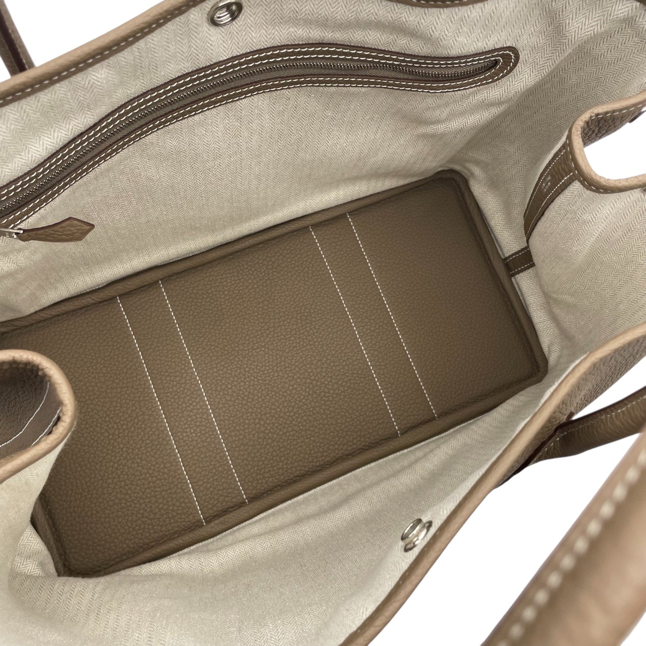 エルメス ガーデンパーティー PM エトゥープ ネゴンダ シルバー金具 Z