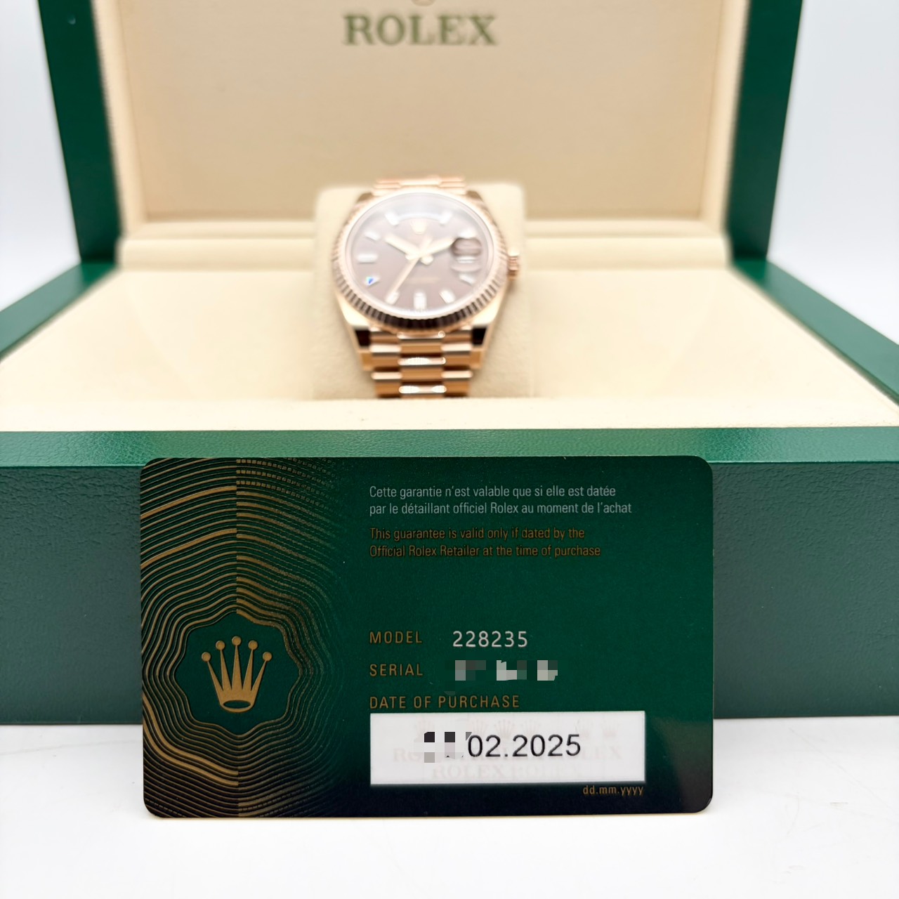 ロレックス デイデイト 228235 チョコレート エバーローズゴールド 40mm