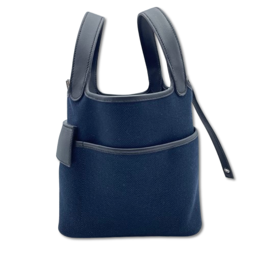 エルメス ピコタンロックカーゴ PM ブルーマリン/ノワール トワルゴエラン/スイフト シルバー金具 U刻印