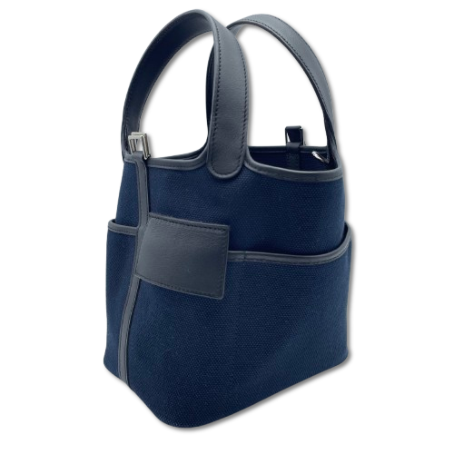 エルメス ピコタンロックカーゴ PM ブルーマリン/ノワール トワルゴエラン/スイフト シルバー金具 U刻印