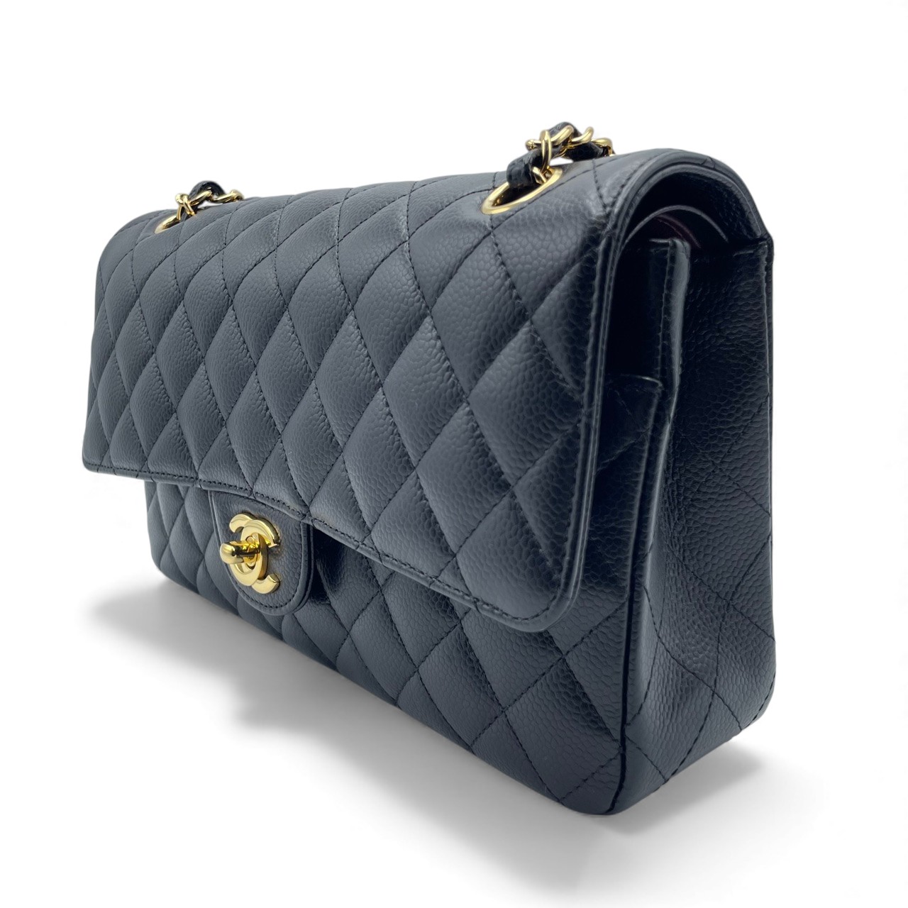 シャネル マトラッセ W25 ブラック キャビアスキン ゴールド金具