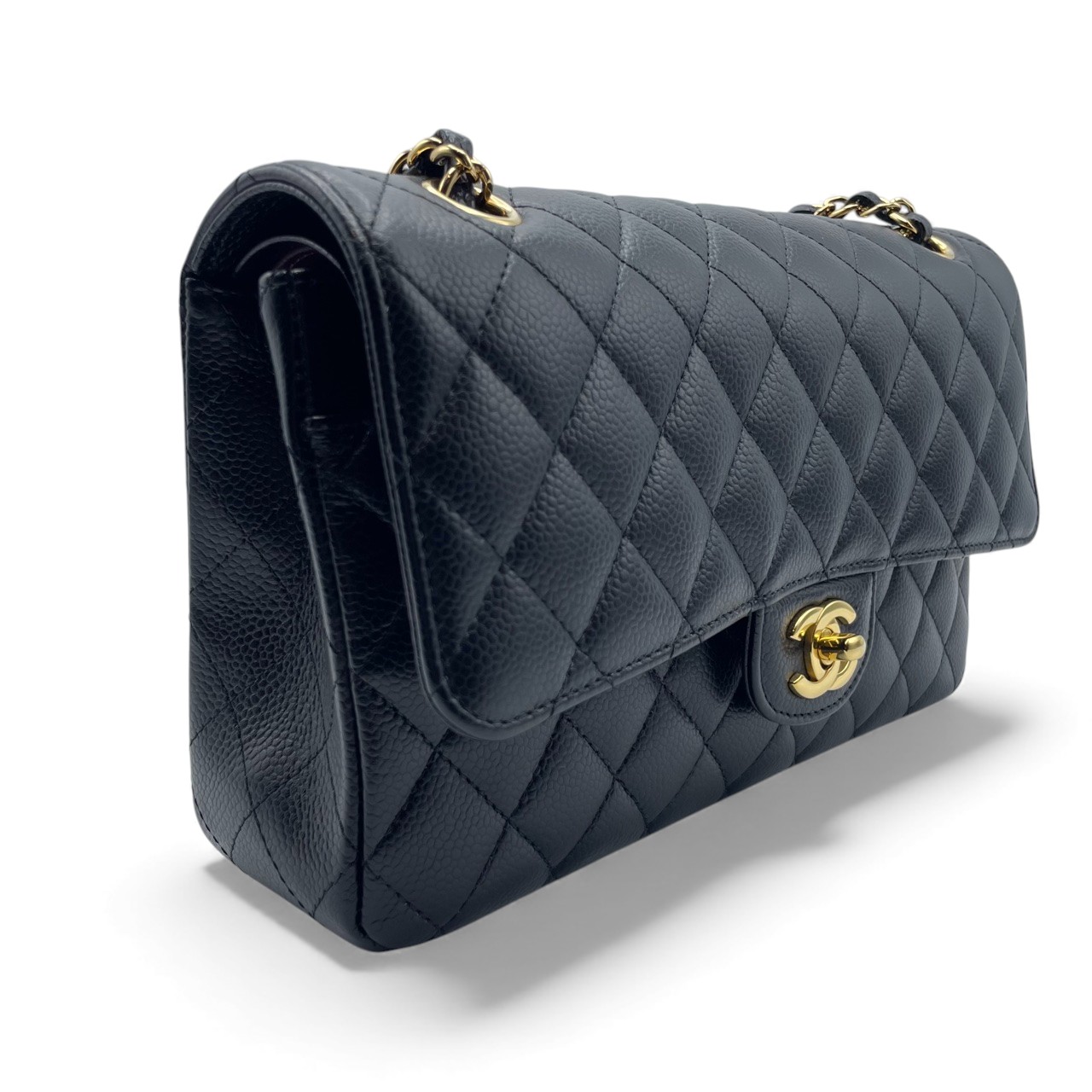 シャネル マトラッセ W25 ブラック キャビアスキン ゴールド金具